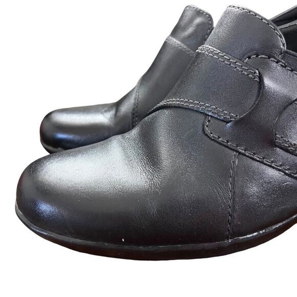 Clarks Womens Ingalls Bendables Geneva Black Leather Chunky Heel Clogs Shoes 11 - Picture 8 of 16